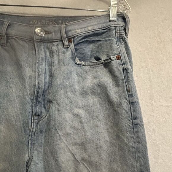 American Eagle Women's Denim Baggy Jeans Size 12 Regular Blue High-Rise Comfy - Picture 5 of 15